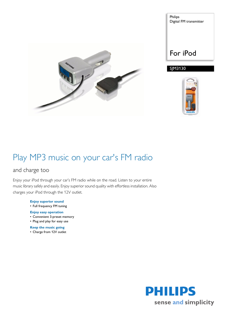 Philips SJM3130/27 User Manual | 2 pages