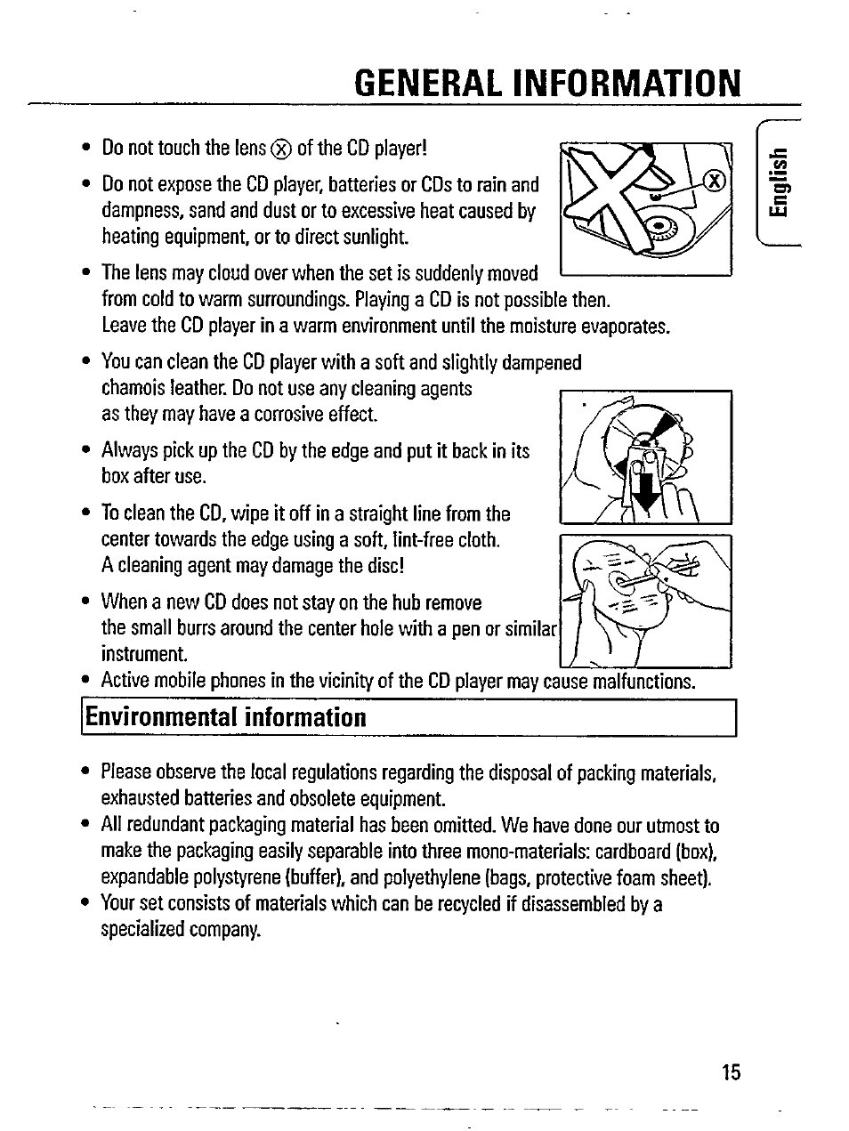 General information, Environmental information | Philips AZ 7482/00 User Manual | Page 15 / 20