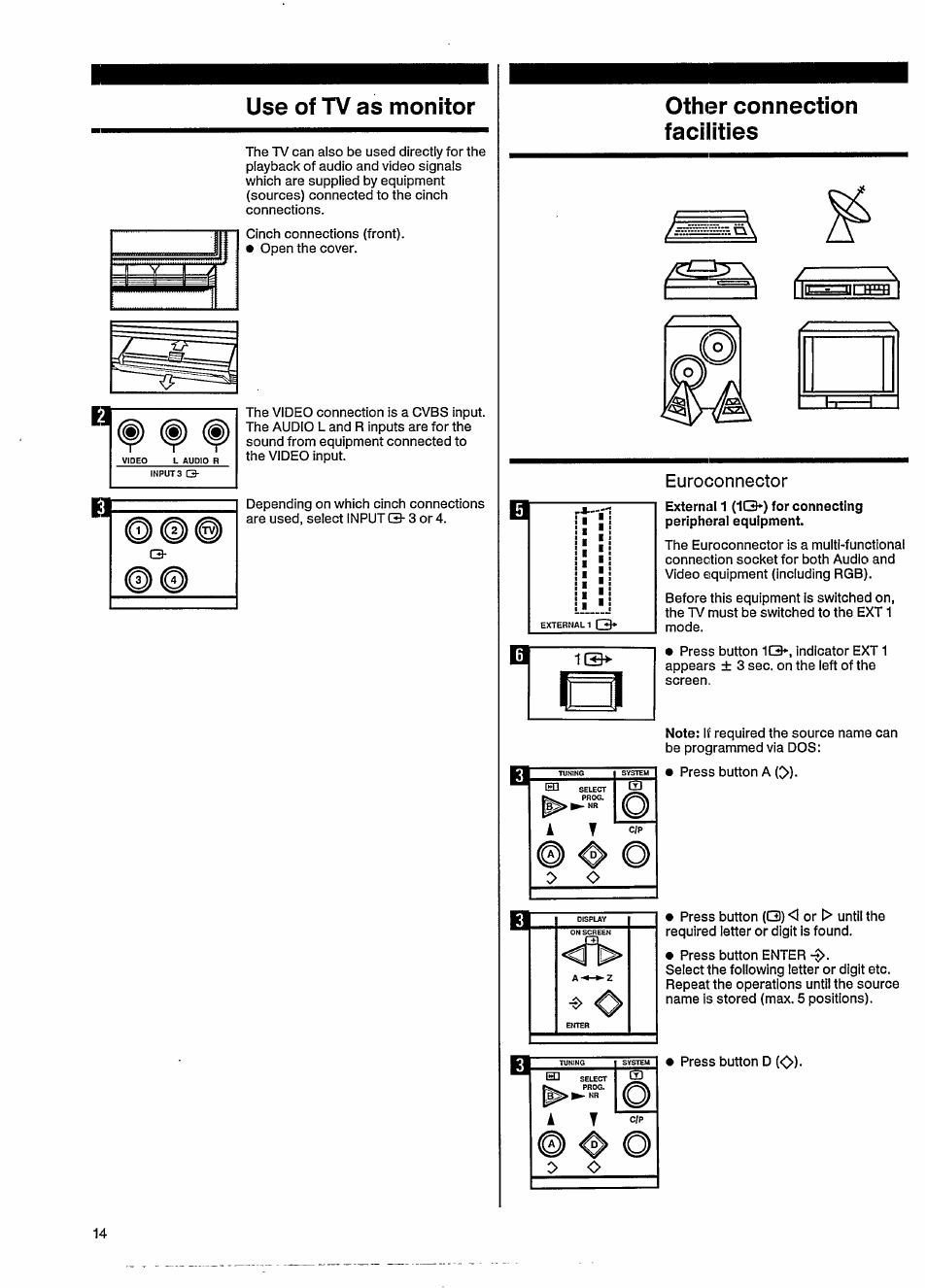 Use of tv as monitor, Other connection facilities, Euroconnector | Philips 46CE8761 User Manual | Page 18 / 25