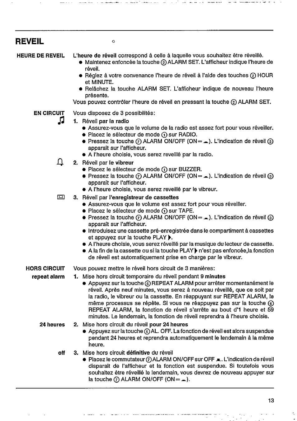 Reveil | Philips AJ 3800 User Manual | Page 6 / 16