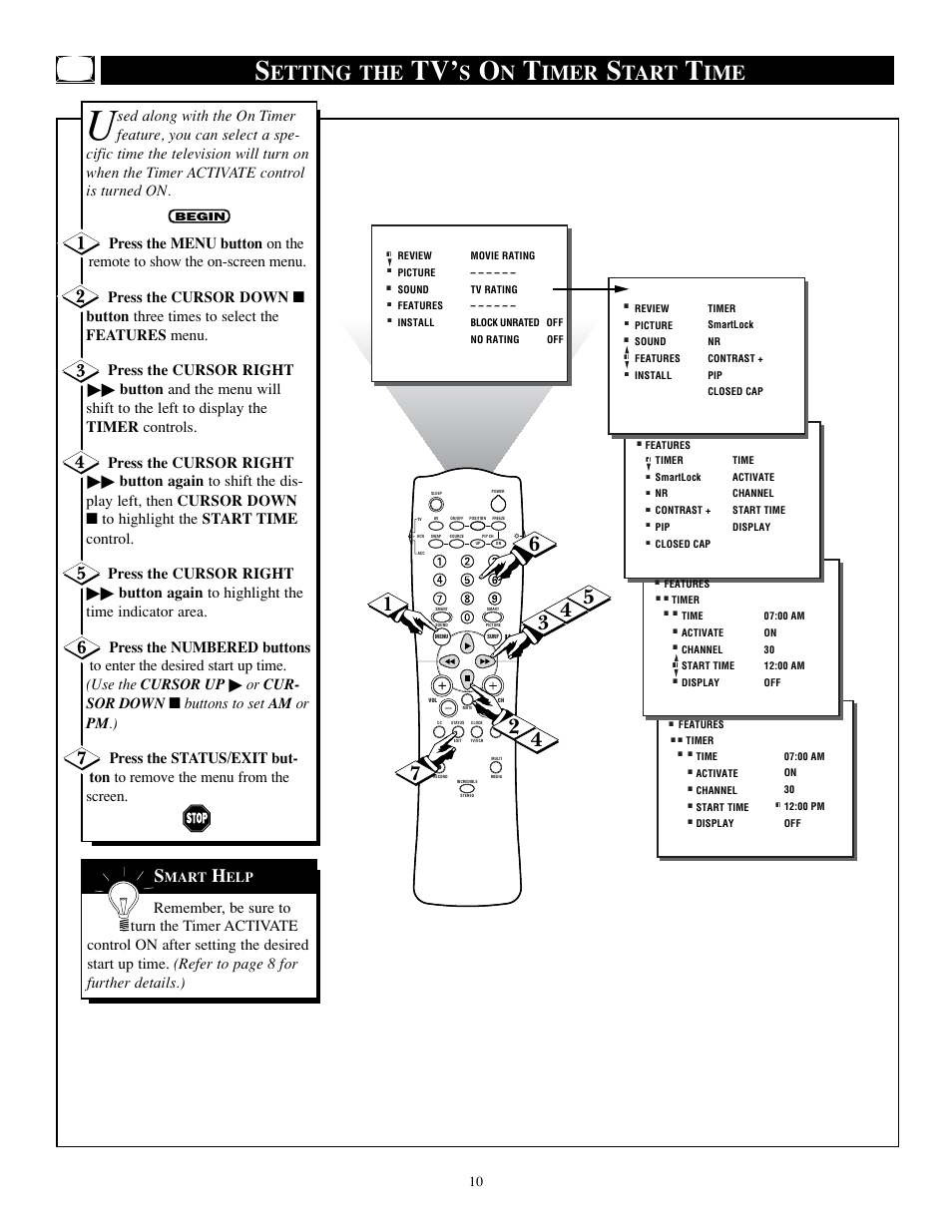 Etting the, Imer, Tart | Philips TP2784C1 User Manual | Page 10 / 52