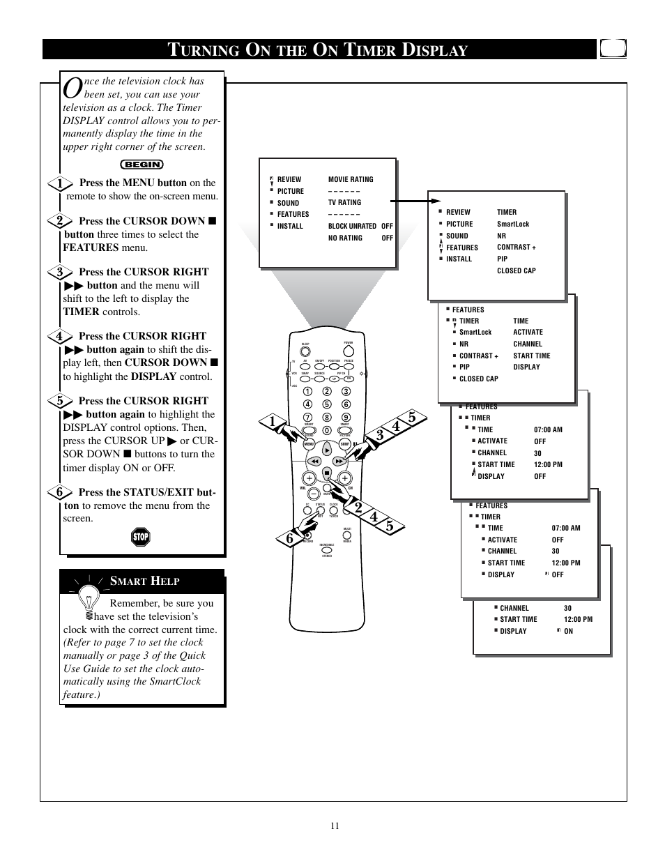 Urning, N the, Imer | Isplay | Philips TP2784C1 User Manual | Page 11 / 52