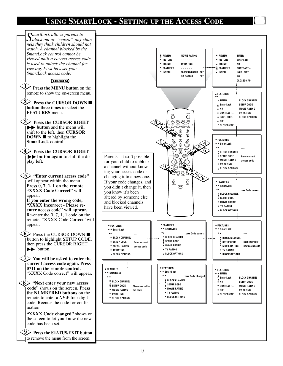 Sing, Mart, Etting up the | Ccess | Philips TP2784C1 User Manual | Page 13 / 52