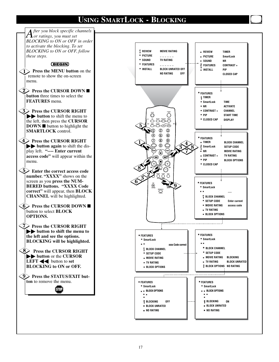 Sing, Mart, Locking | Philips TP2784C1 User Manual | Page 17 / 52