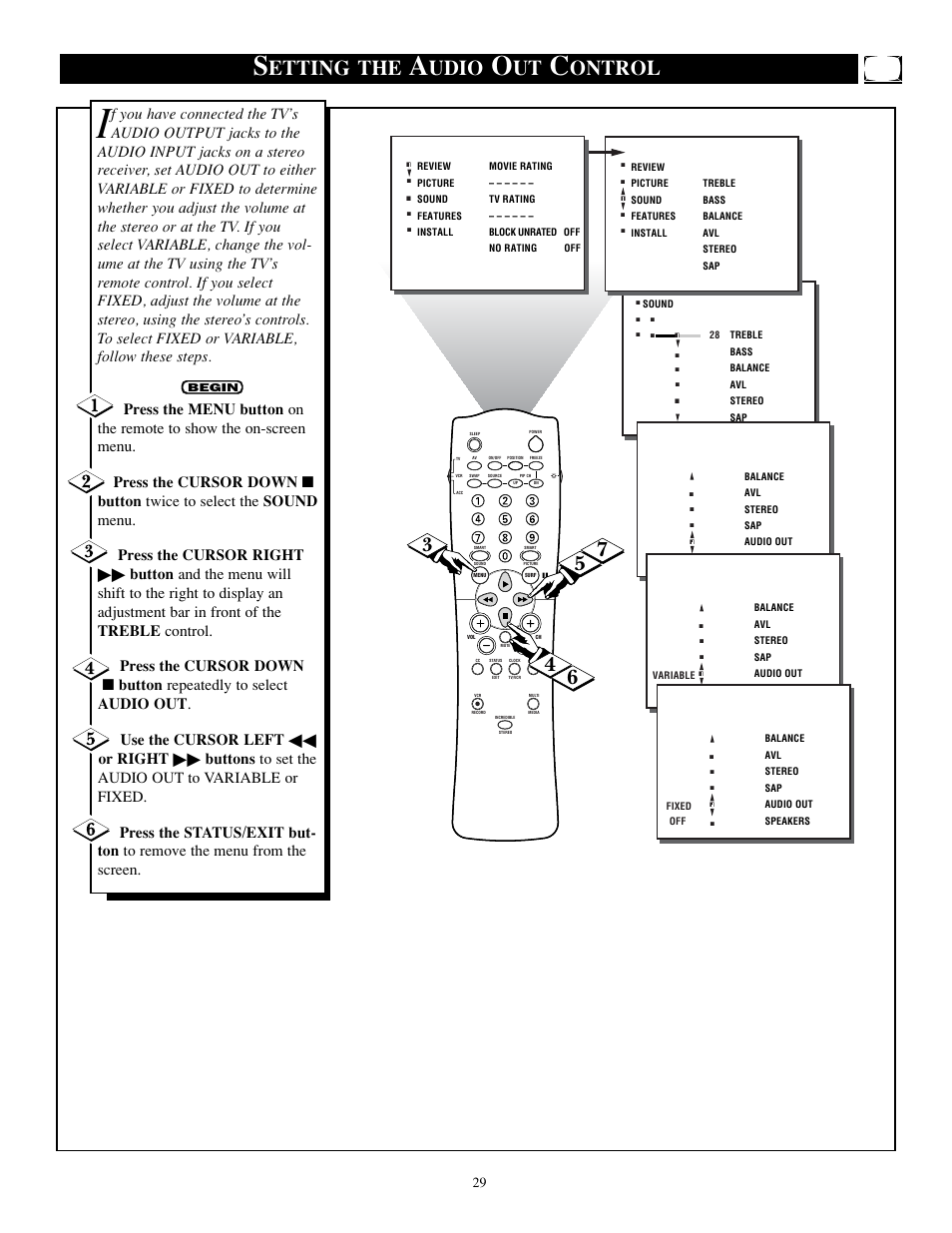 Etting the, Udio, Ontrol | Philips TP2784C1 User Manual | Page 29 / 52