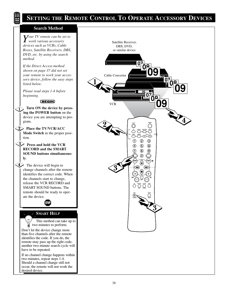 Etting the, Emote, Ontrol | Perate, Ccessory, Evices | Philips TP2784C1 User Manual | Page 38 / 52