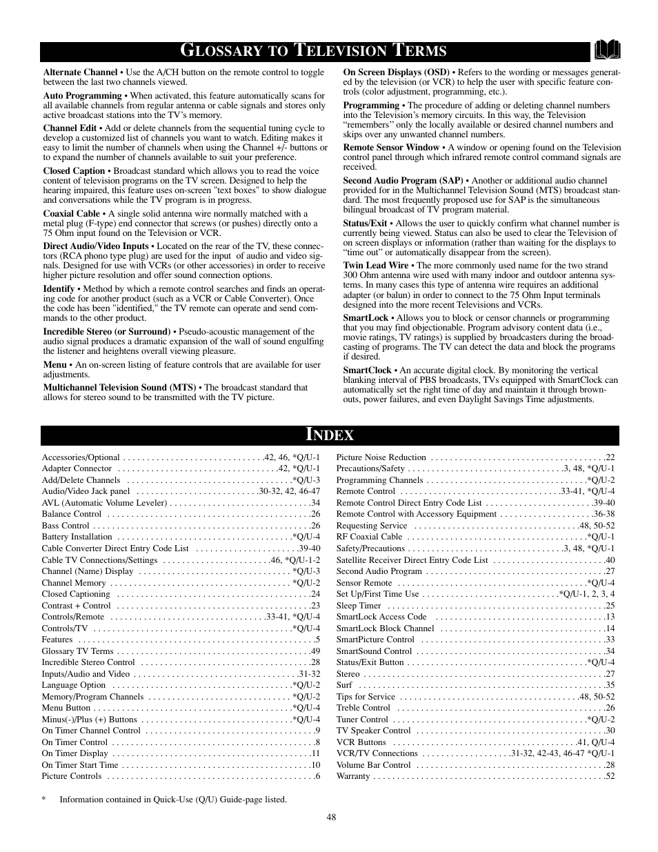 Lossary to, Elevision, Erms | Ndex | Philips TP2784C1 User Manual | Page 49 / 52