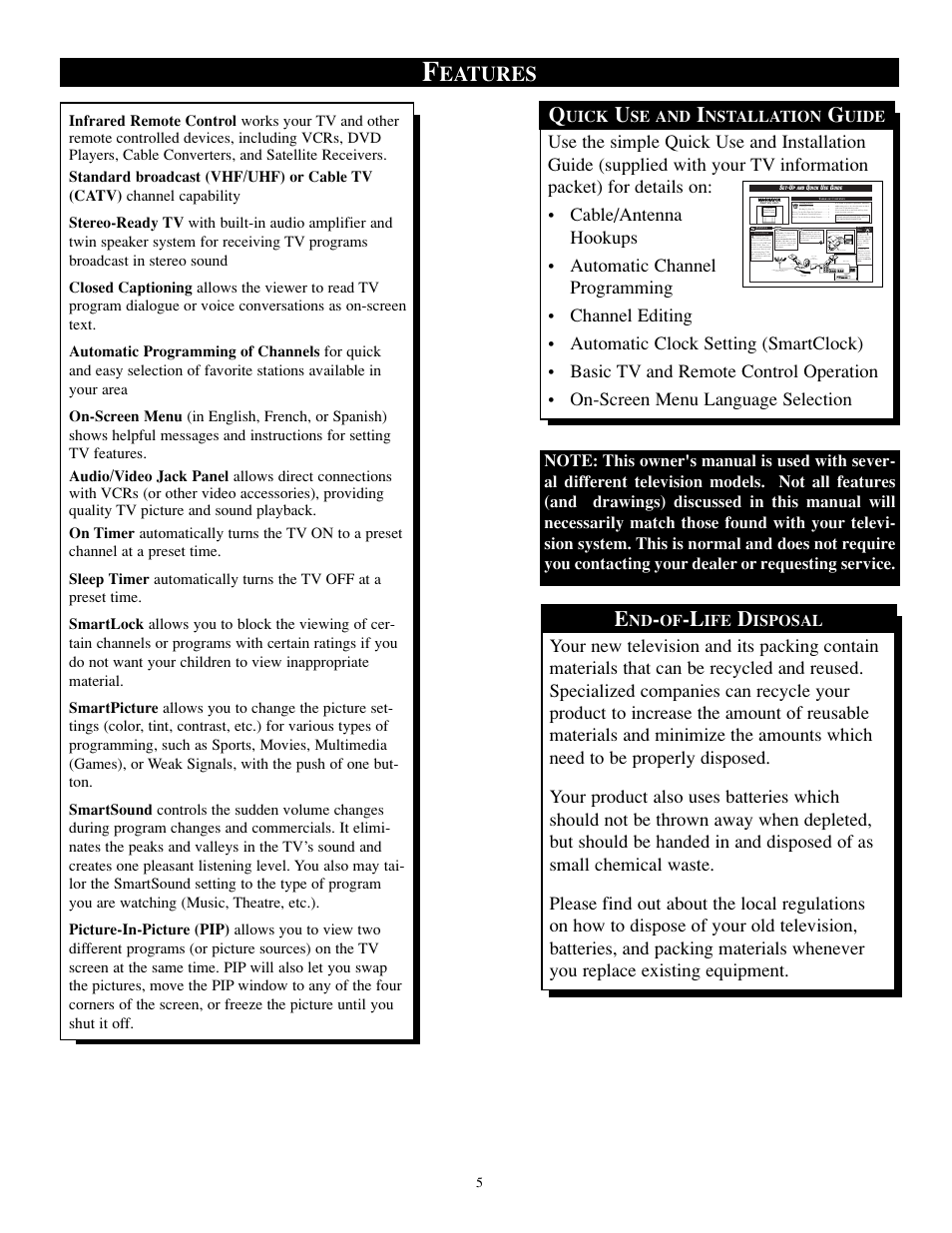 Eatures | Philips TP2784C1 User Manual | Page 5 / 52