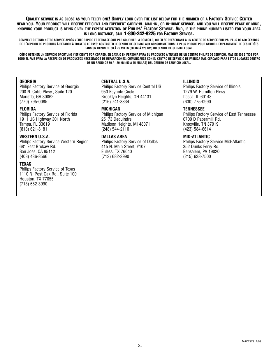 Philips TP2784C1 User Manual | Page 51 / 52