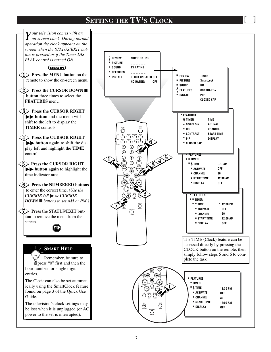 Etting the, Lock | Philips TP2784C1 User Manual | Page 7 / 52