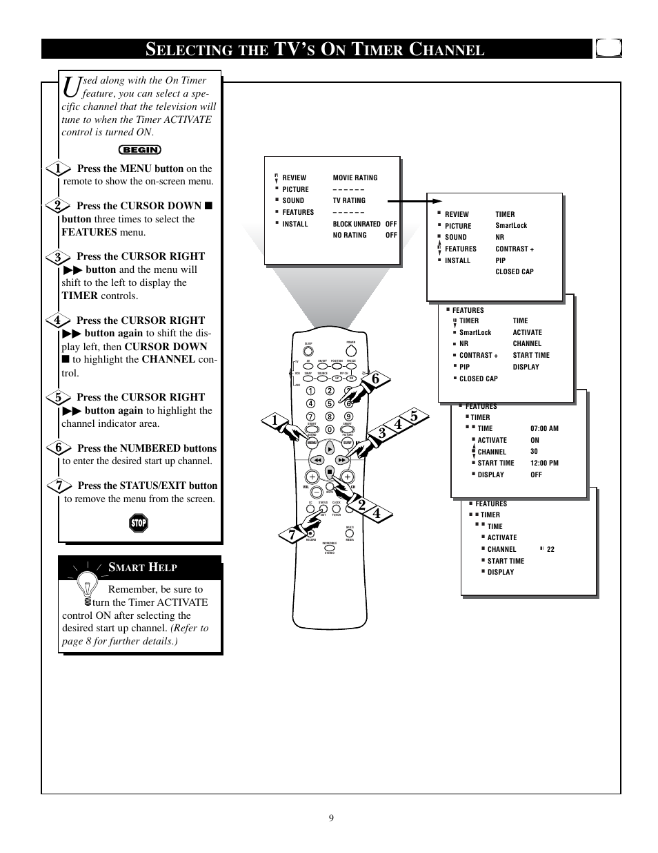 Electing the, Imer, Hannel | Philips TP2784C1 User Manual | Page 9 / 52