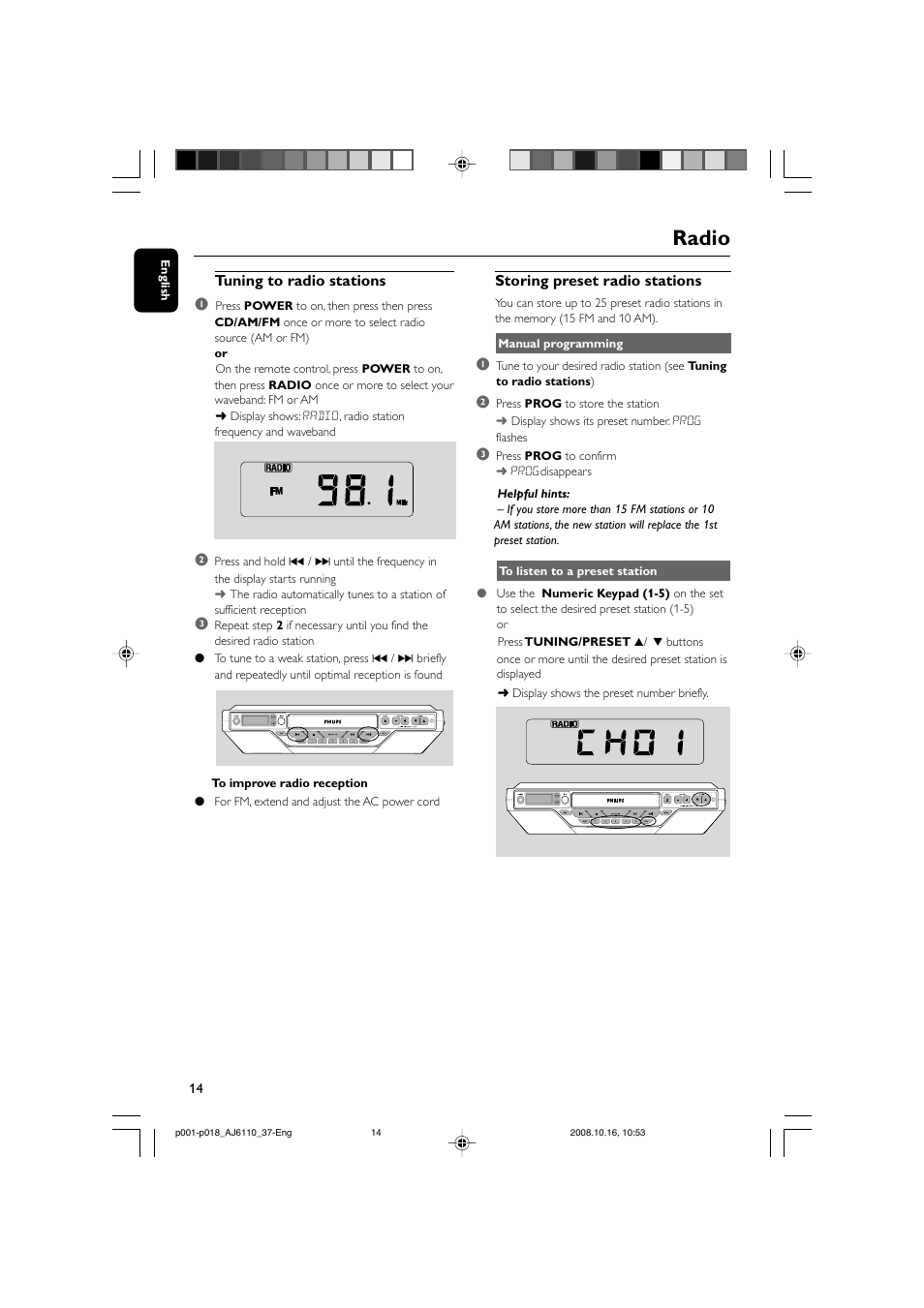 Radio | Philips AJ6110 User Manual | Page 14 / 19