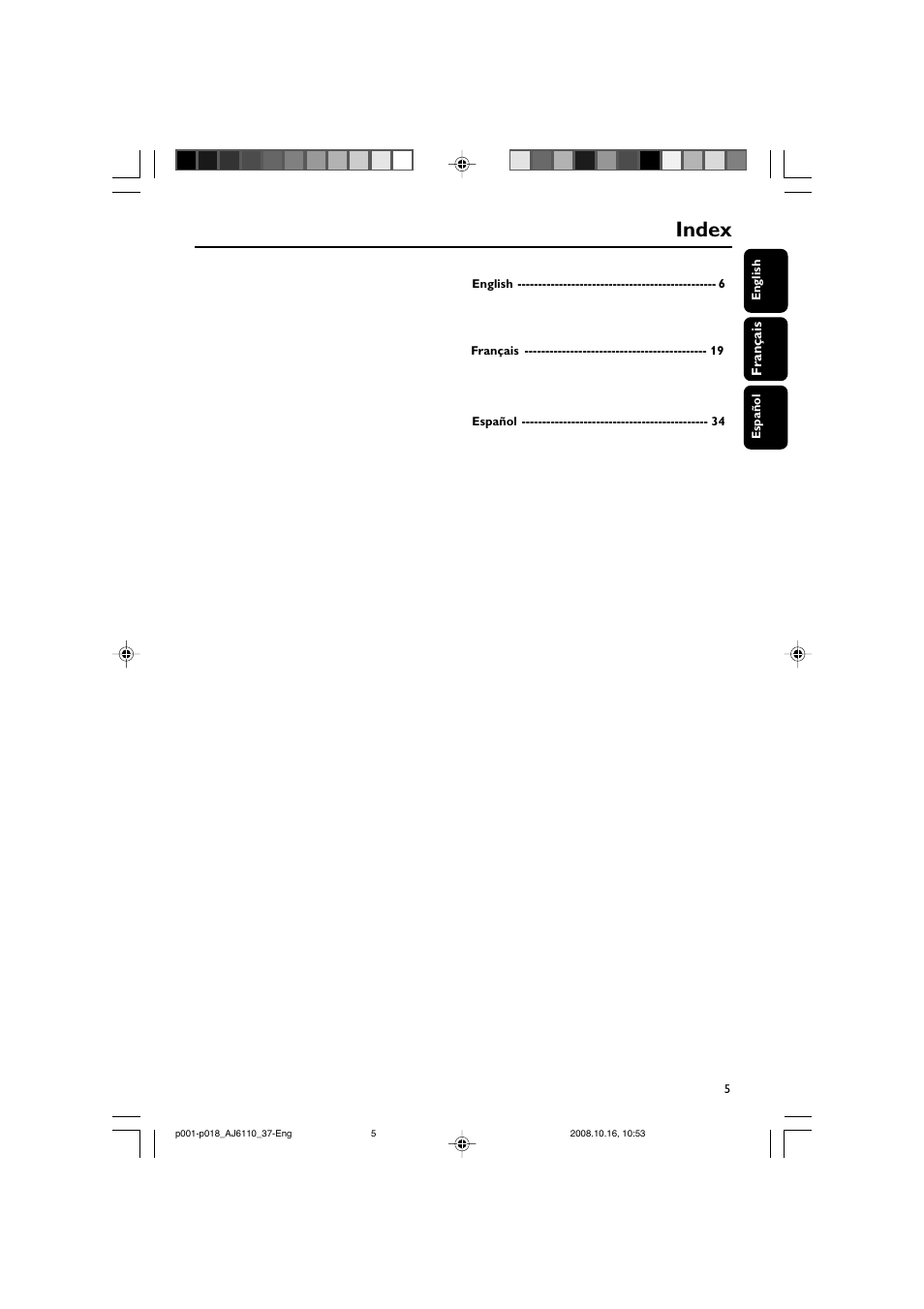 Index | Philips AJ6110 User Manual | Page 5 / 19