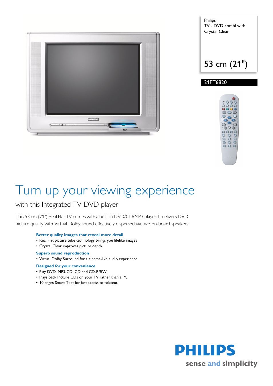 Philips 21PT6820/05 User Manual | 3 pages