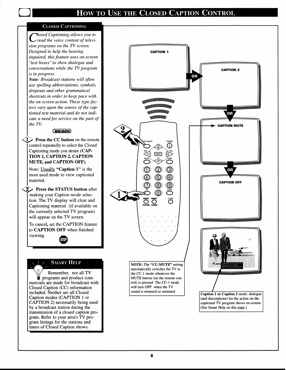 Losed, Aption, Ontrol | Philips XS1955 User Manual | Page 8 / 20