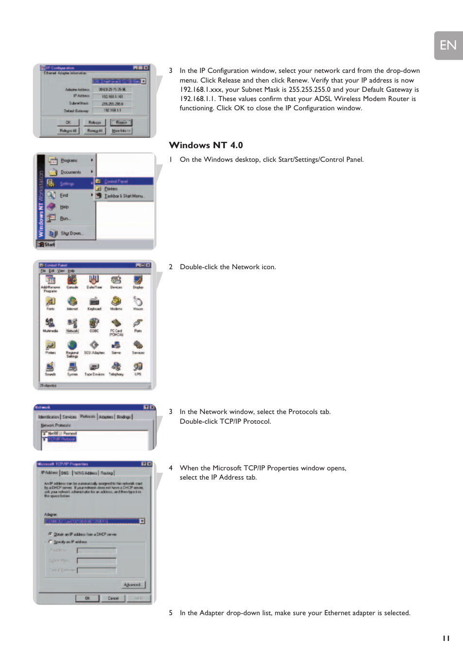 Windows nt 4.0 | Philips SNA6640 User Manual | Page 11 / 42