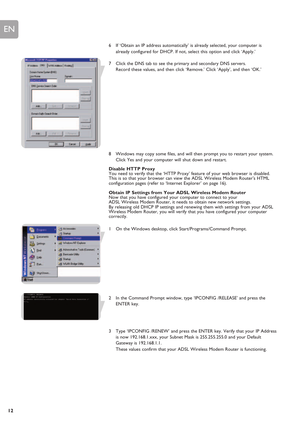 Disable http proxy | Philips SNA6640 User Manual | Page 12 / 42