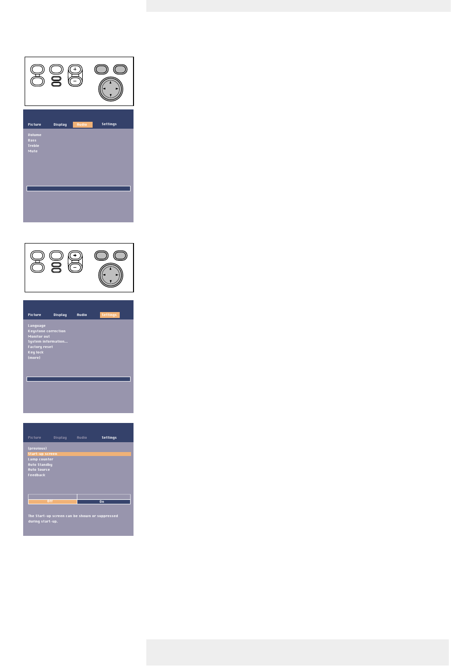 General adjustments, Audio adjustments, General settings | Operation, On screen display menu, English user guide garbo | Philips Garbo User Manual | Page 26 / 33