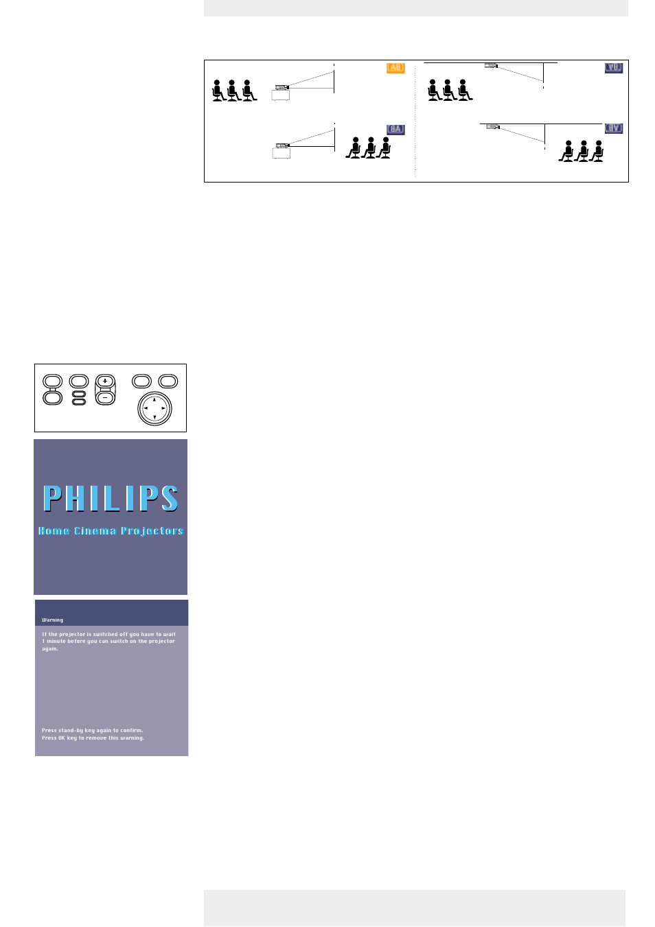 Set up, Positioning the projector and screen, Switching on the projector | Philips | Philips Garbo User Manual | Page 9 / 33