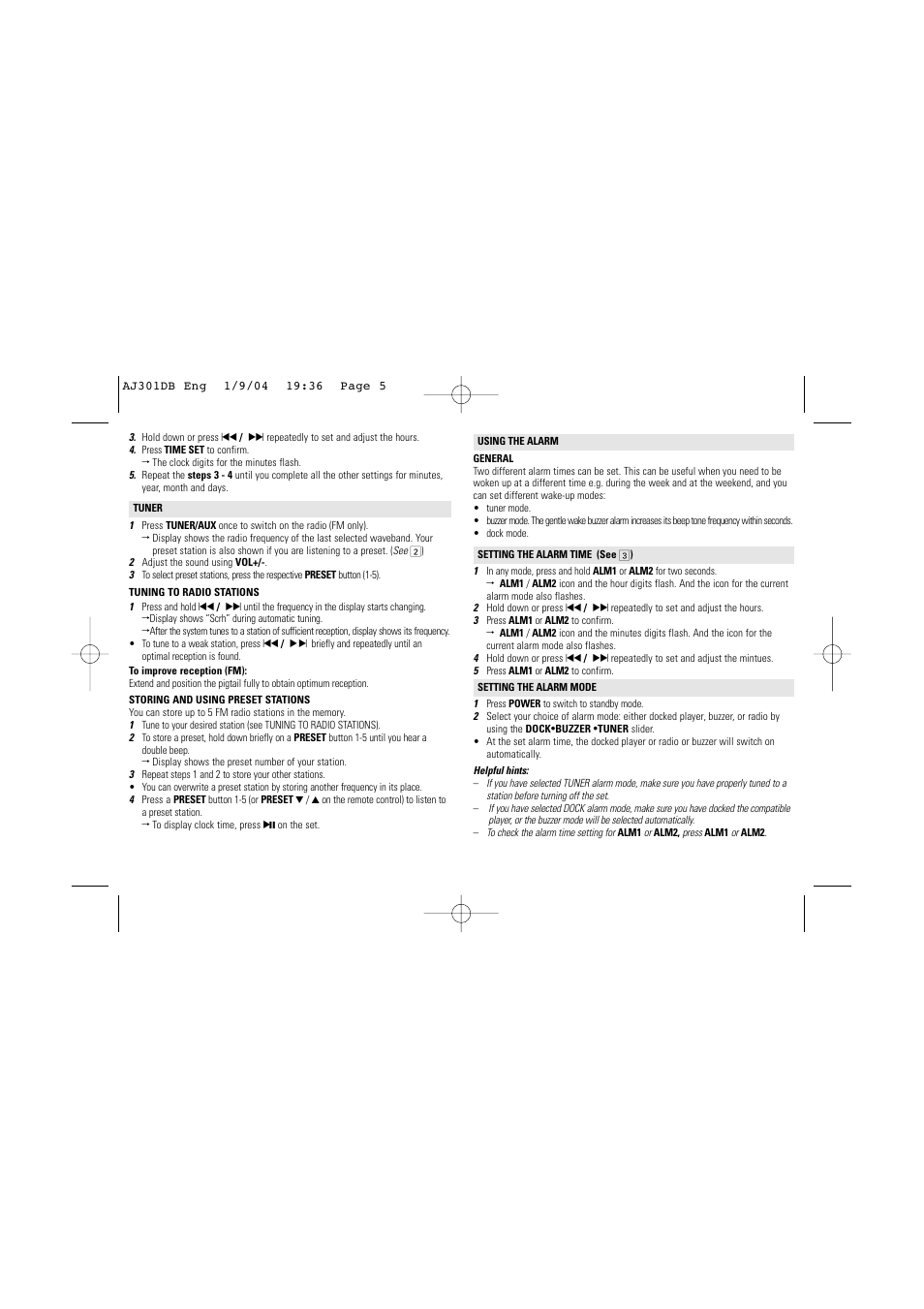 Philips AJ301DB User Manual | Page 5 / 8