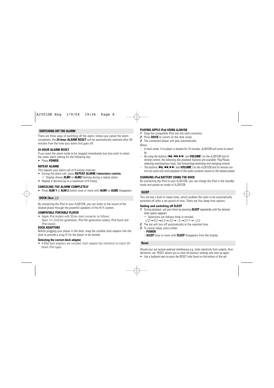 Philips AJ301DB User Manual | Page 6 / 8