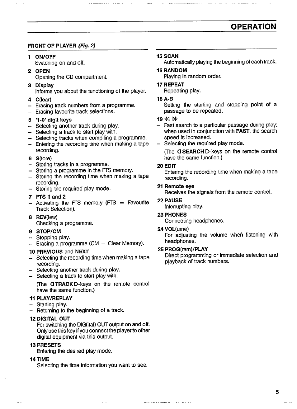 Operation | Philips CD 624 User Manual | Page 5 / 14