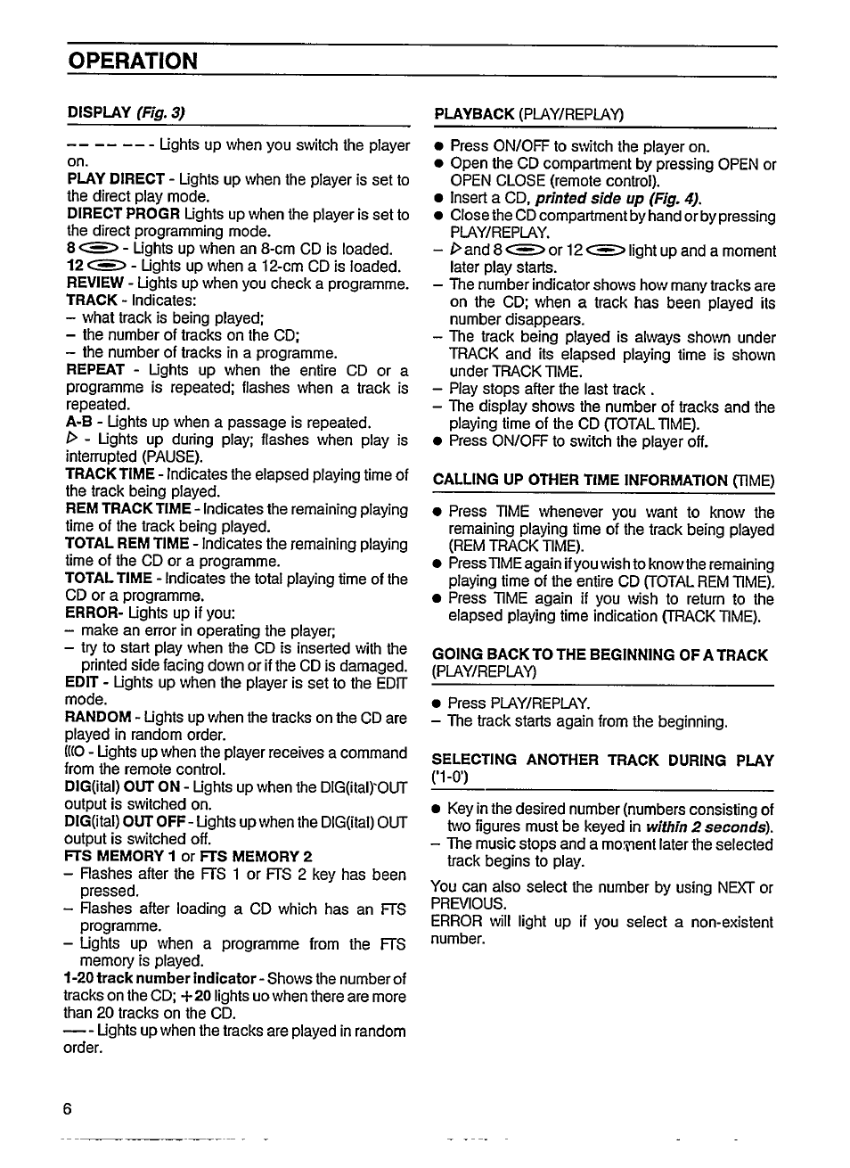 Calling up other time information (time), Operation | Philips CD 624 User Manual | Page 6 / 14