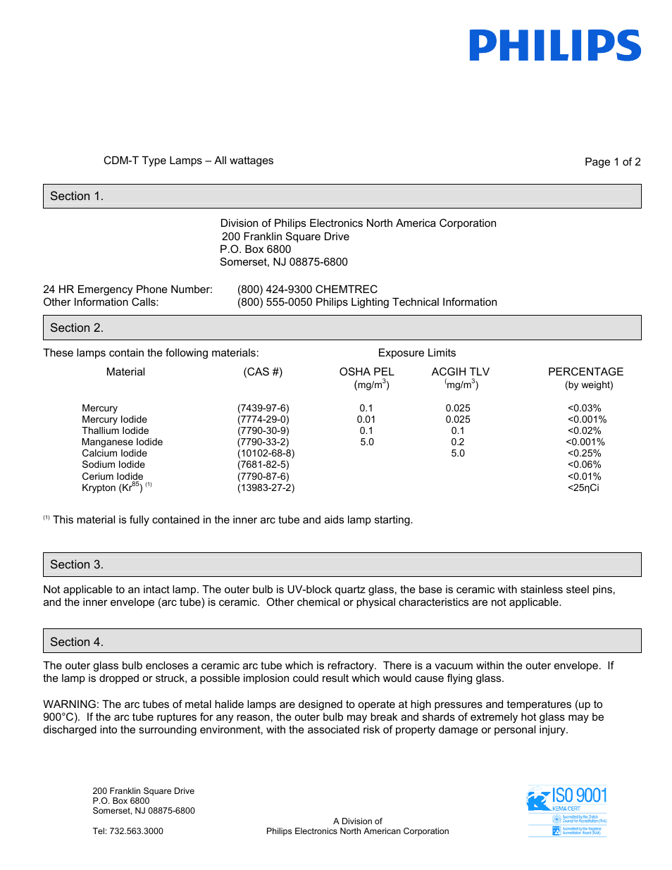 Philips Elite MHC-08100A User Manual | 2 pages