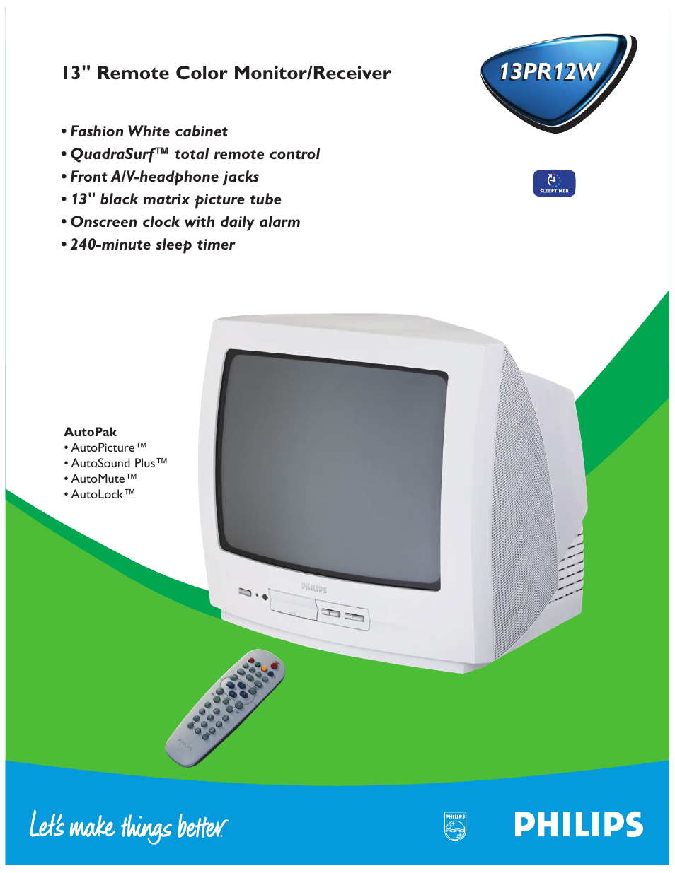 Philips 13PR 12W User Manual | 2 pages