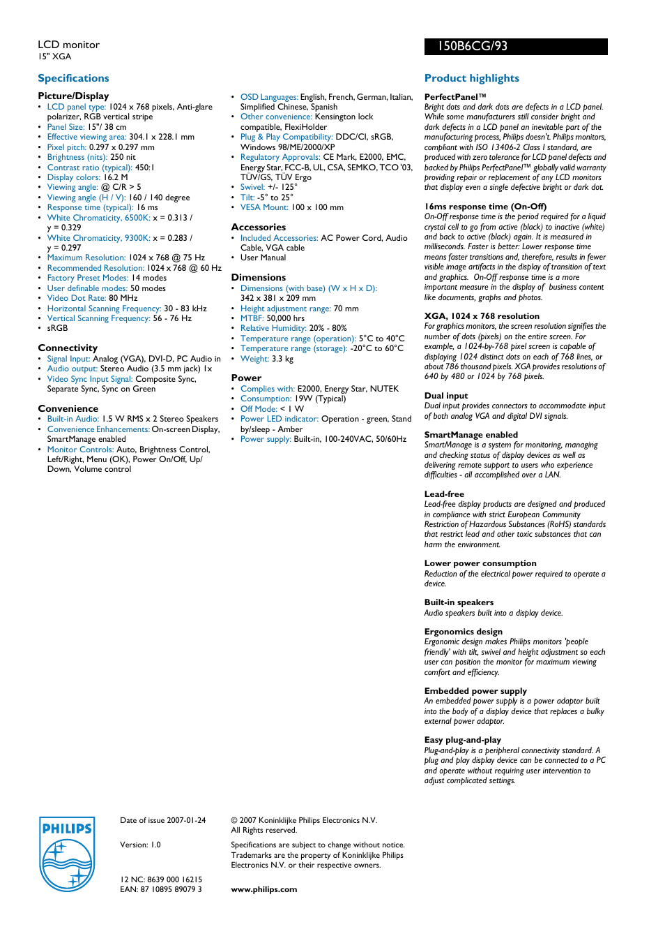 Philips 150B6CG User Manual | Page 2 / 2