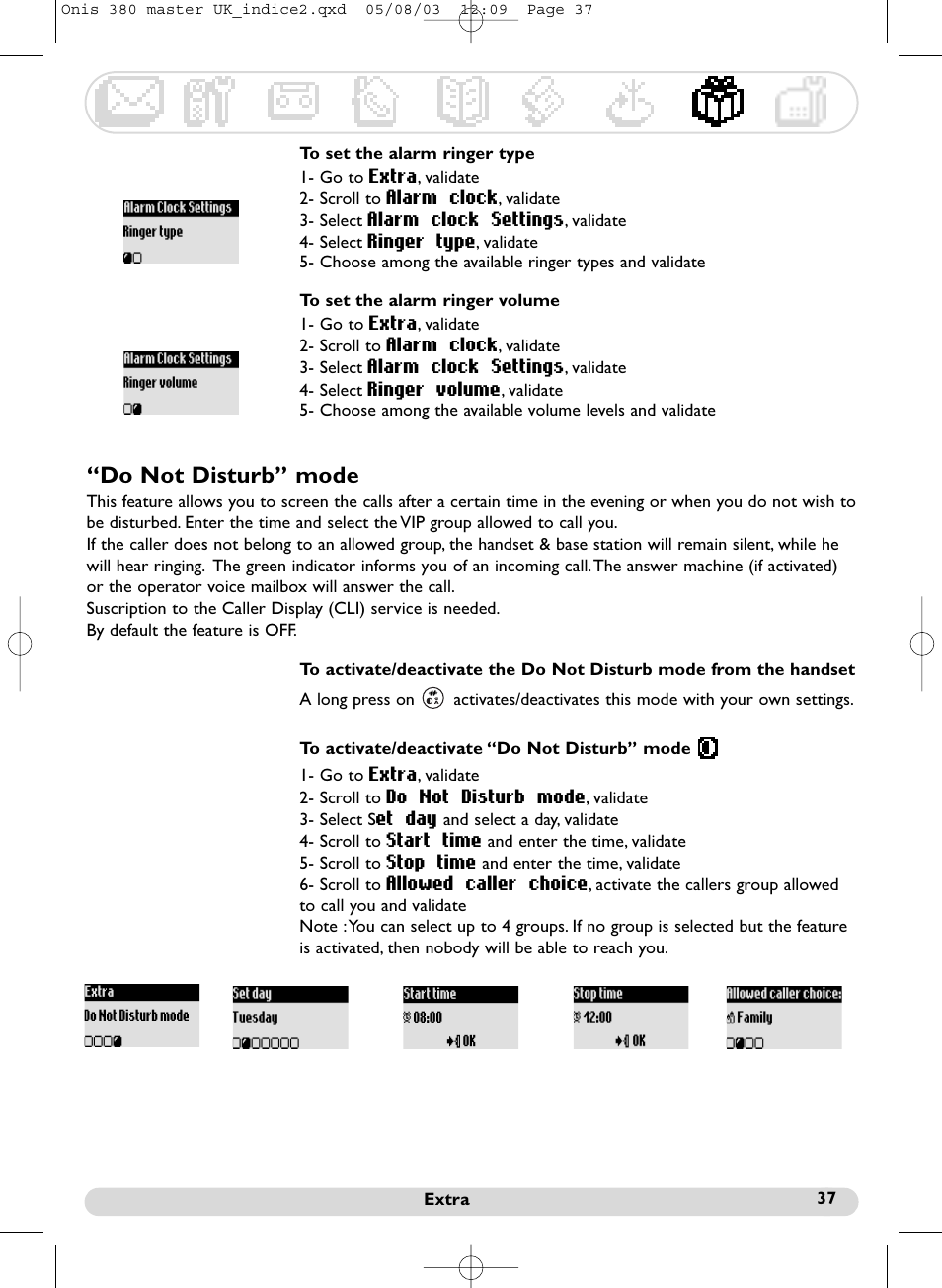 Do not disturb mode | Philips Onis 380 Vox User Manual | Page 38 / 48