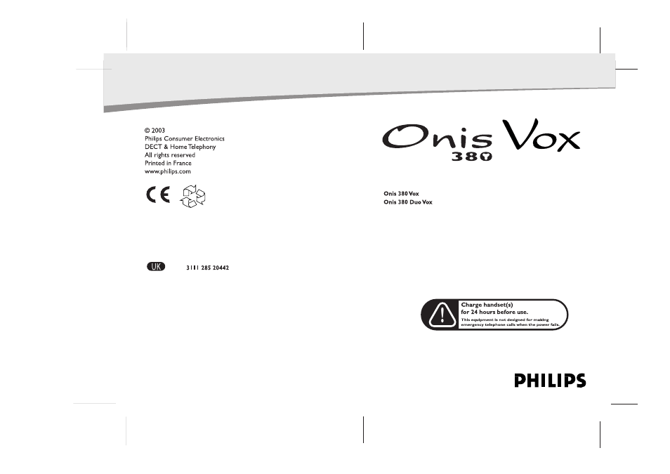Philips Onis 380 Vox User Manual | Page 46 / 48