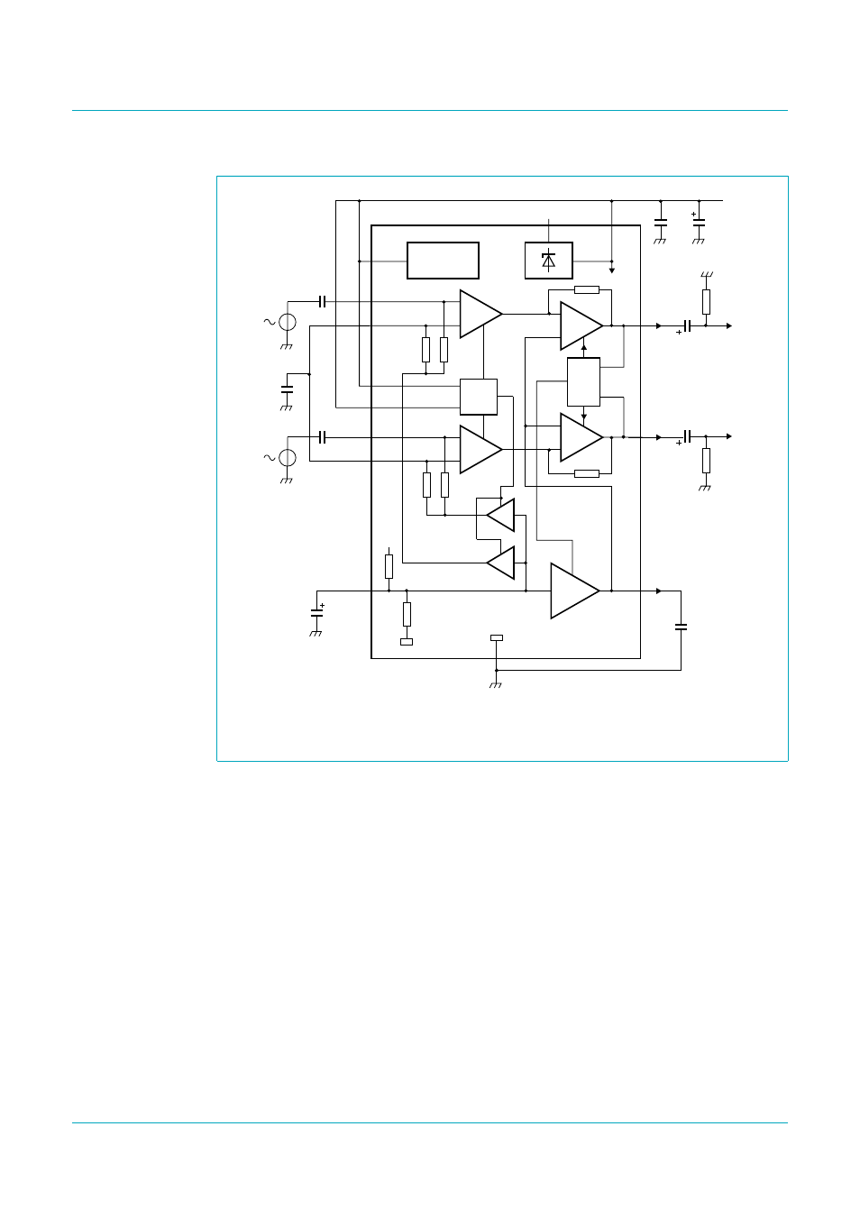 Figure 13, Tda8559t, Philips semiconductors | Low-voltage stereo headphone amplifier, Fig 13. application 6; line driver application | Philips TDA8559T User Manual | Page 20 / 36