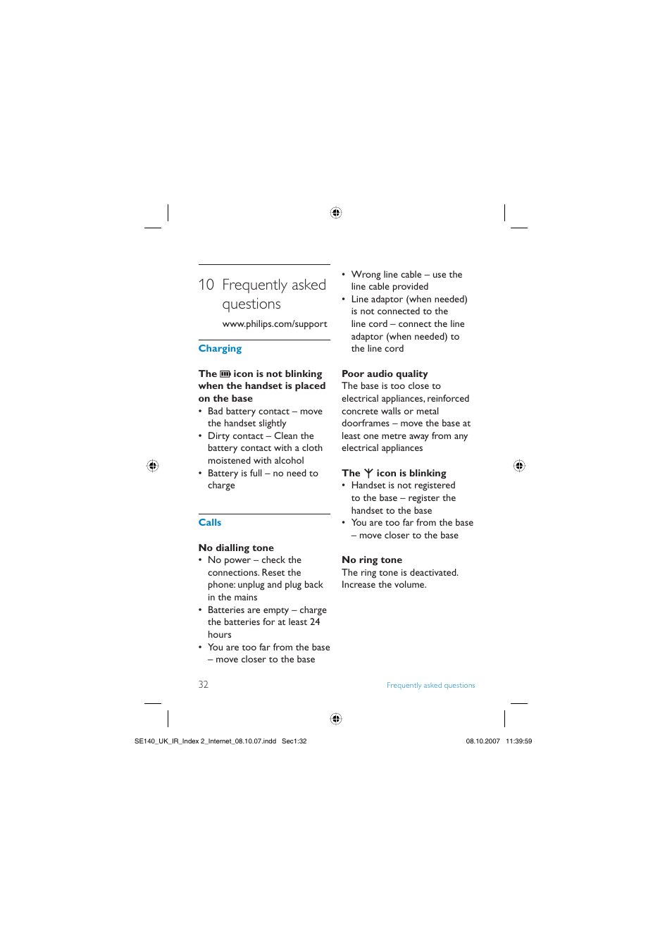 10 frequently asked questions | Philips SE140 User Manual | Page 34 / 40