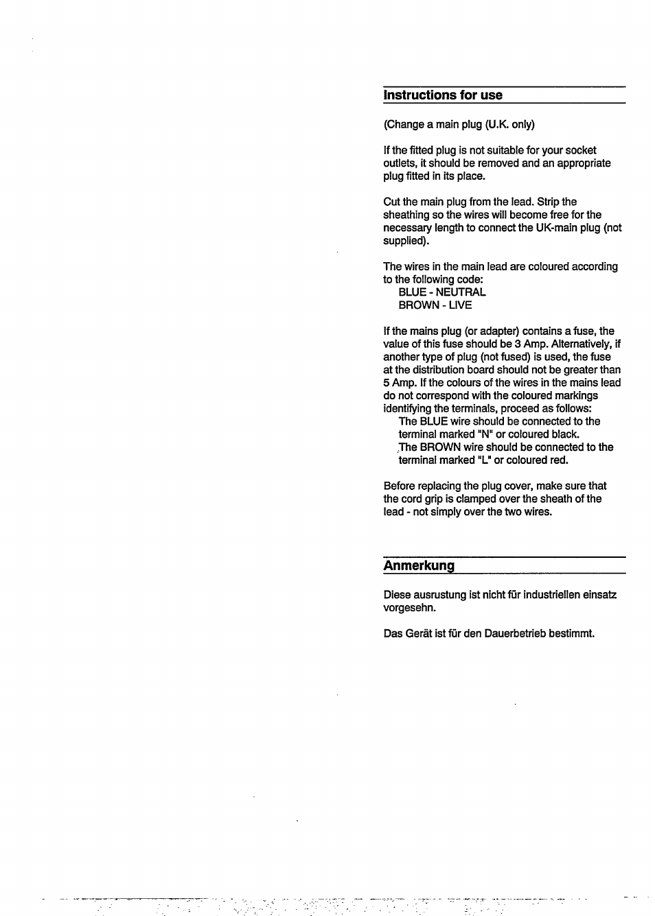 Instructions for use, Anmerkung | Philips VSS2286/00T User Manual | Page 4 / 20