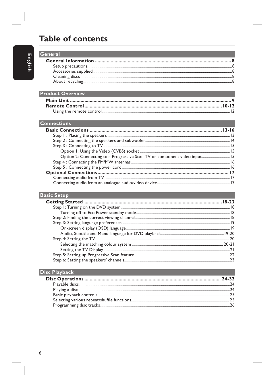 Philips HTS3105 User Manual | Page 6 / 49