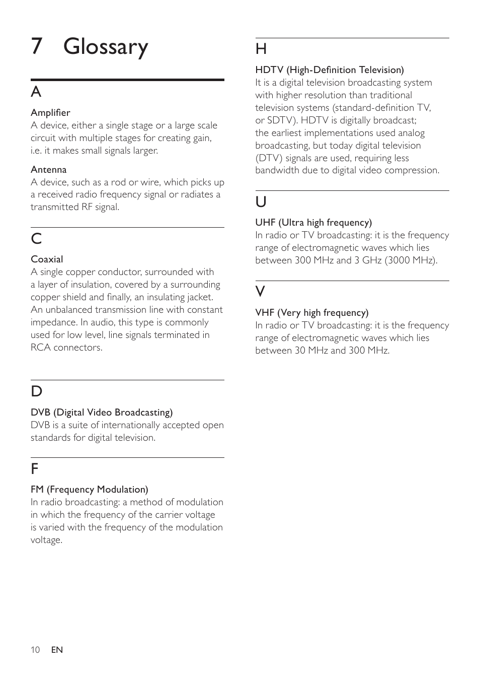 7 glossary | Philips SDV7225T/27 User Manual | Page 10 / 12