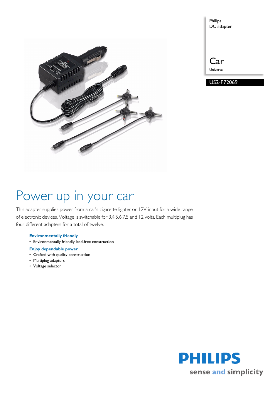 Philips US2-P72069 User Manual | 2 pages
