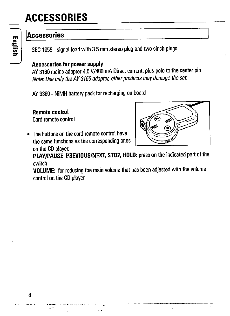 Accessories | Philips AZ 7474/00S User Manual | Page 8 / 20