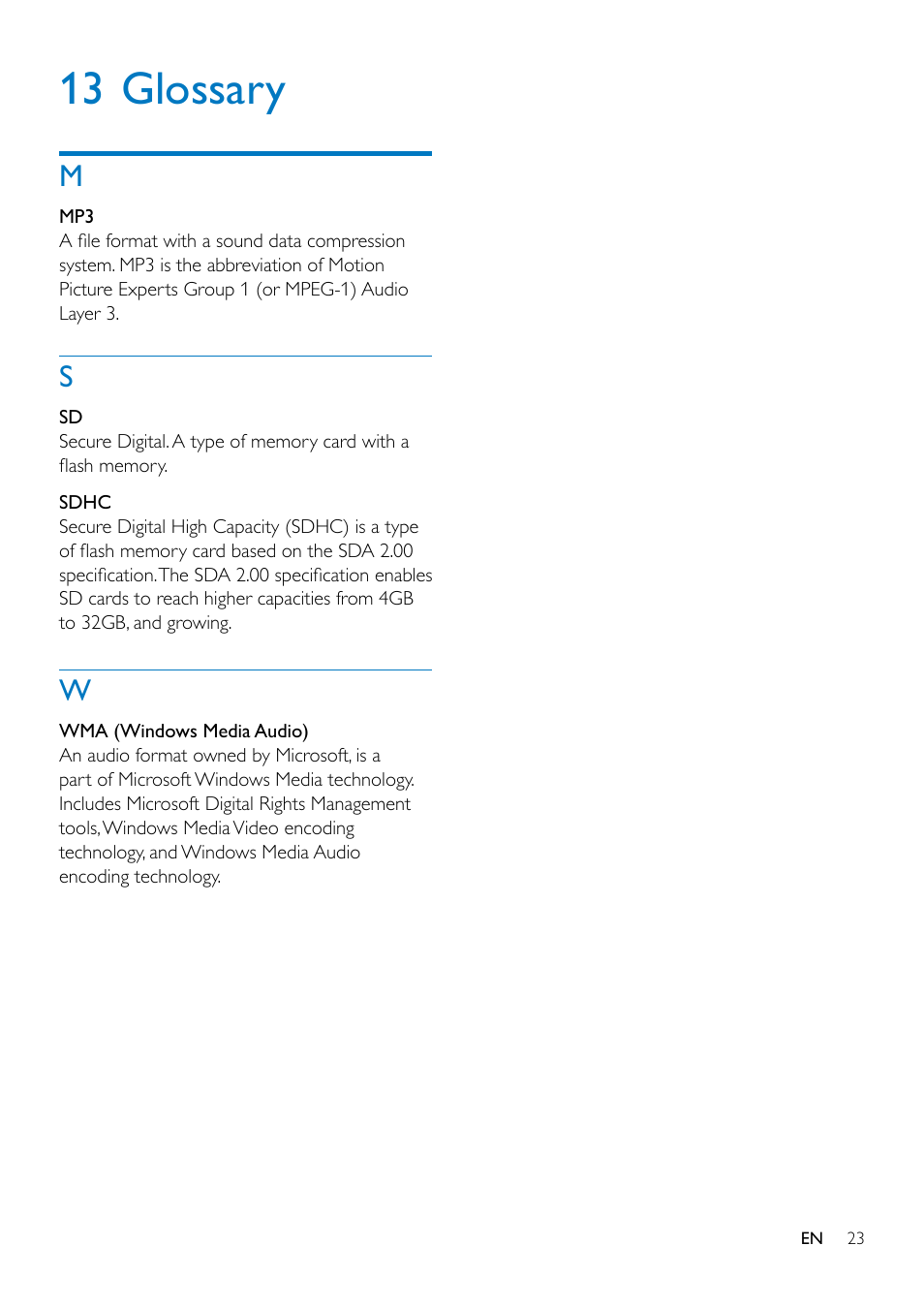 13 glossary | Philips CE132 User Manual | Page 25 / 26