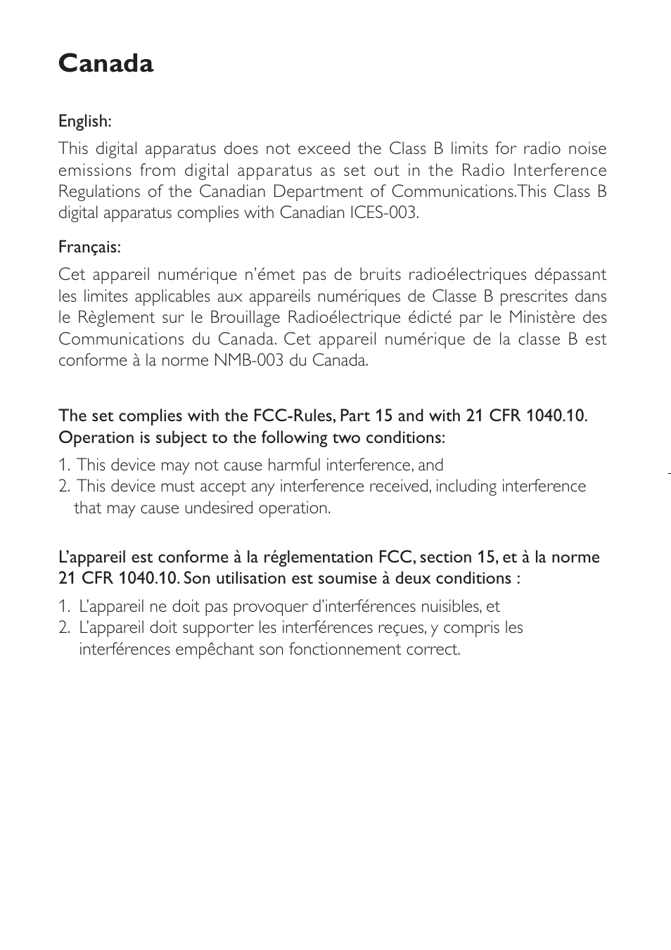 Canada | Philips PET941D User Manual | Page 2 / 23