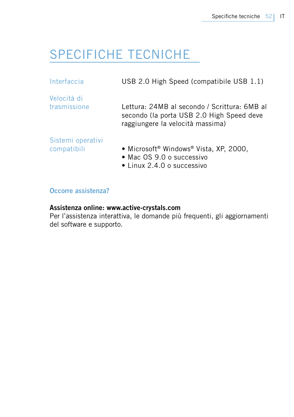 Specifiche tecniche | Philips FM02SW00 User Manual | Page 54 / 104