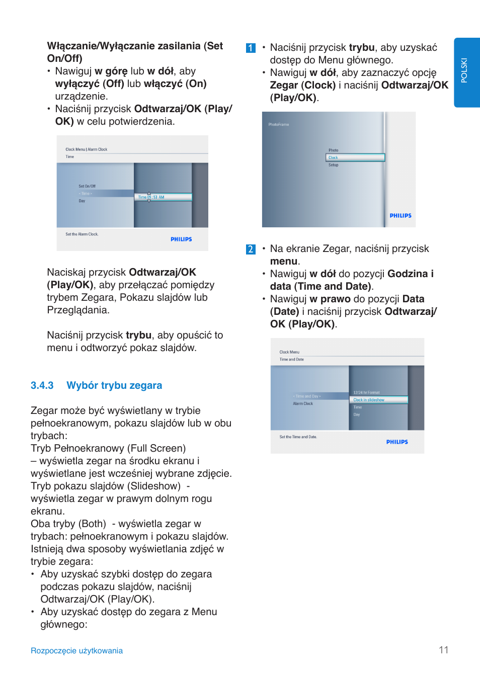 Wybór.trybu.zegara | Philips 8FF3FP  PL User Manual | Page 13 / 43