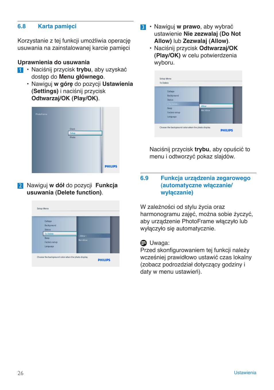 Karta.pamięci, Funkcja.urządzenia.zegarowego...(aut | Philips 8FF3FP  PL User Manual | Page 28 / 43