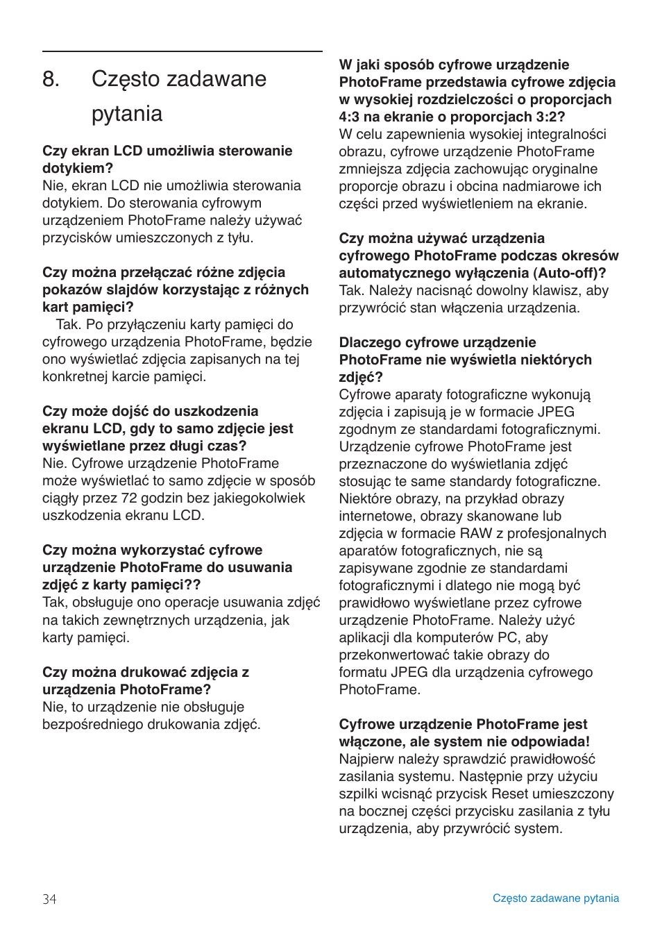 Często zadawane pytania | Philips 8FF3FP  PL User Manual | Page 36 / 43