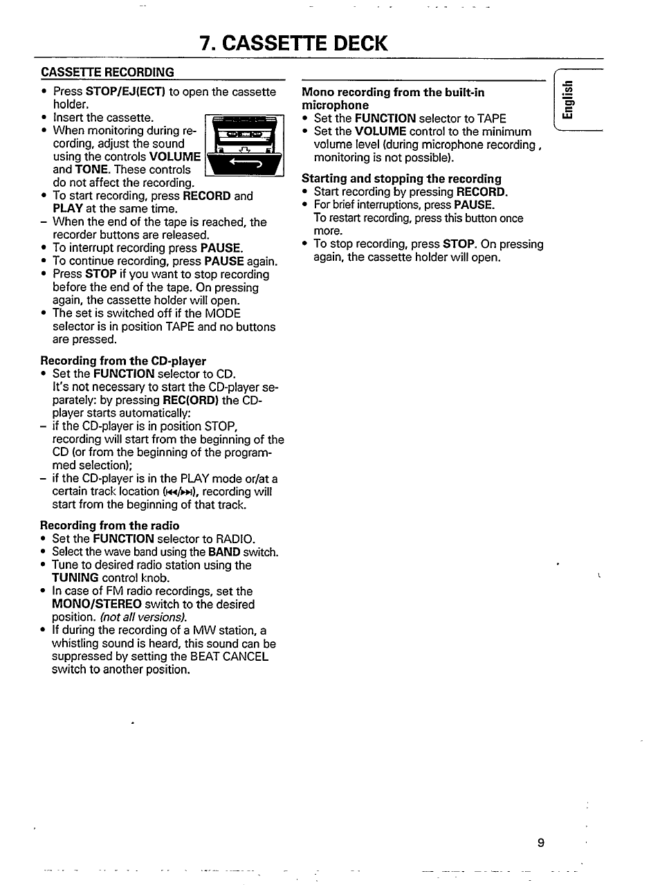 Cassette deck | Philips ND 6600 User Manual | Page 9 / 15