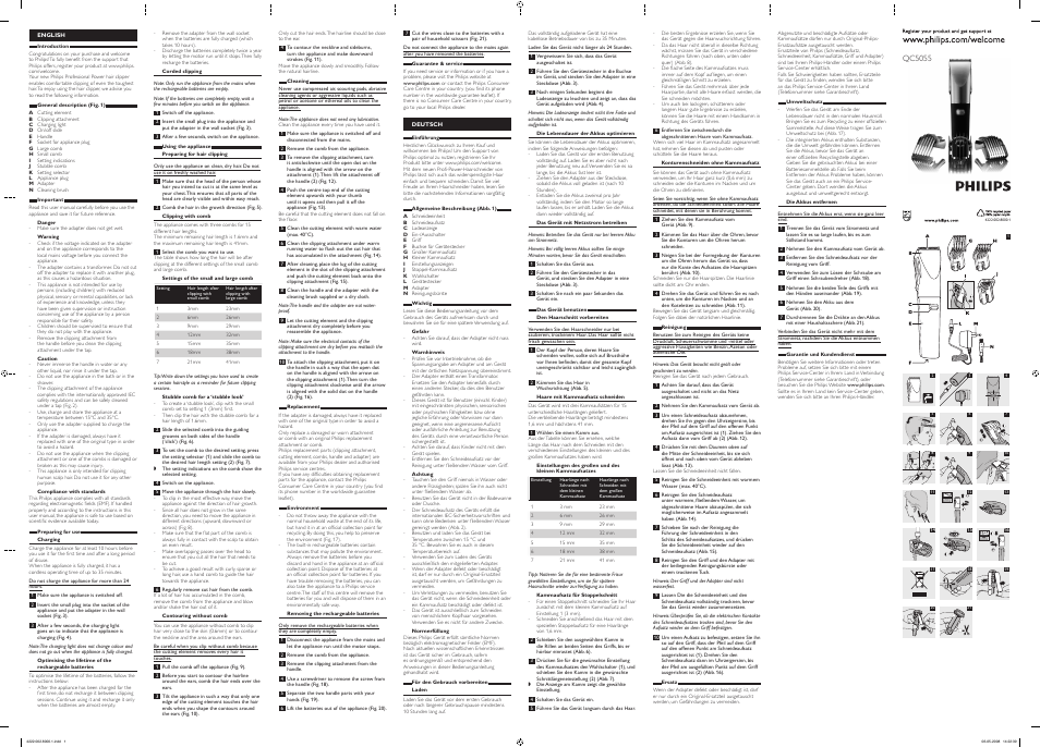 Philips Norelco QC5055/60 User Manual | 2 pages
