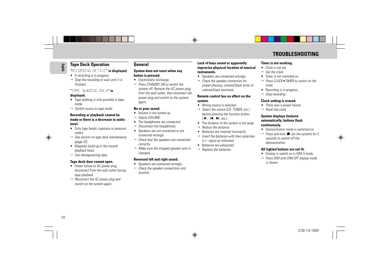 Troubleshooting | Philips FW-C38 User Manual | Page 24 / 24
