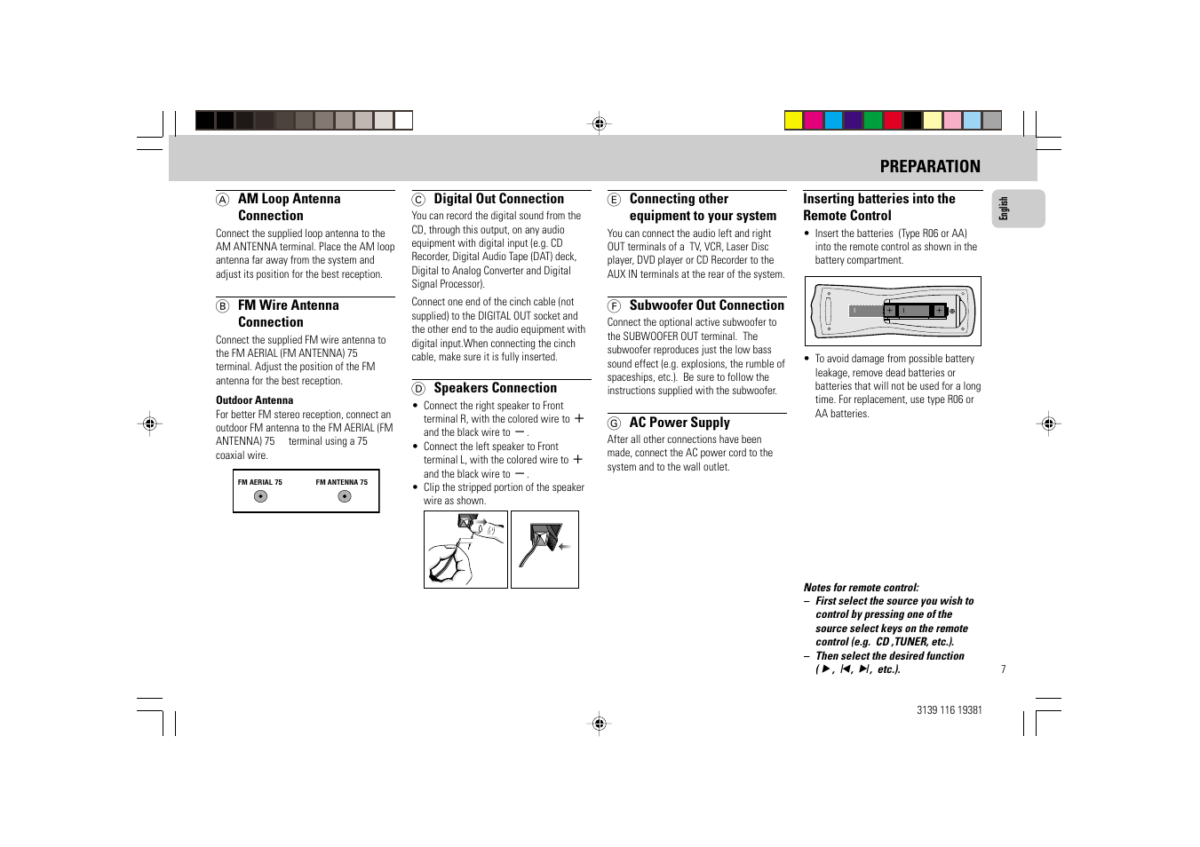 Preparation | Philips FW-C38 User Manual | Page 7 / 24