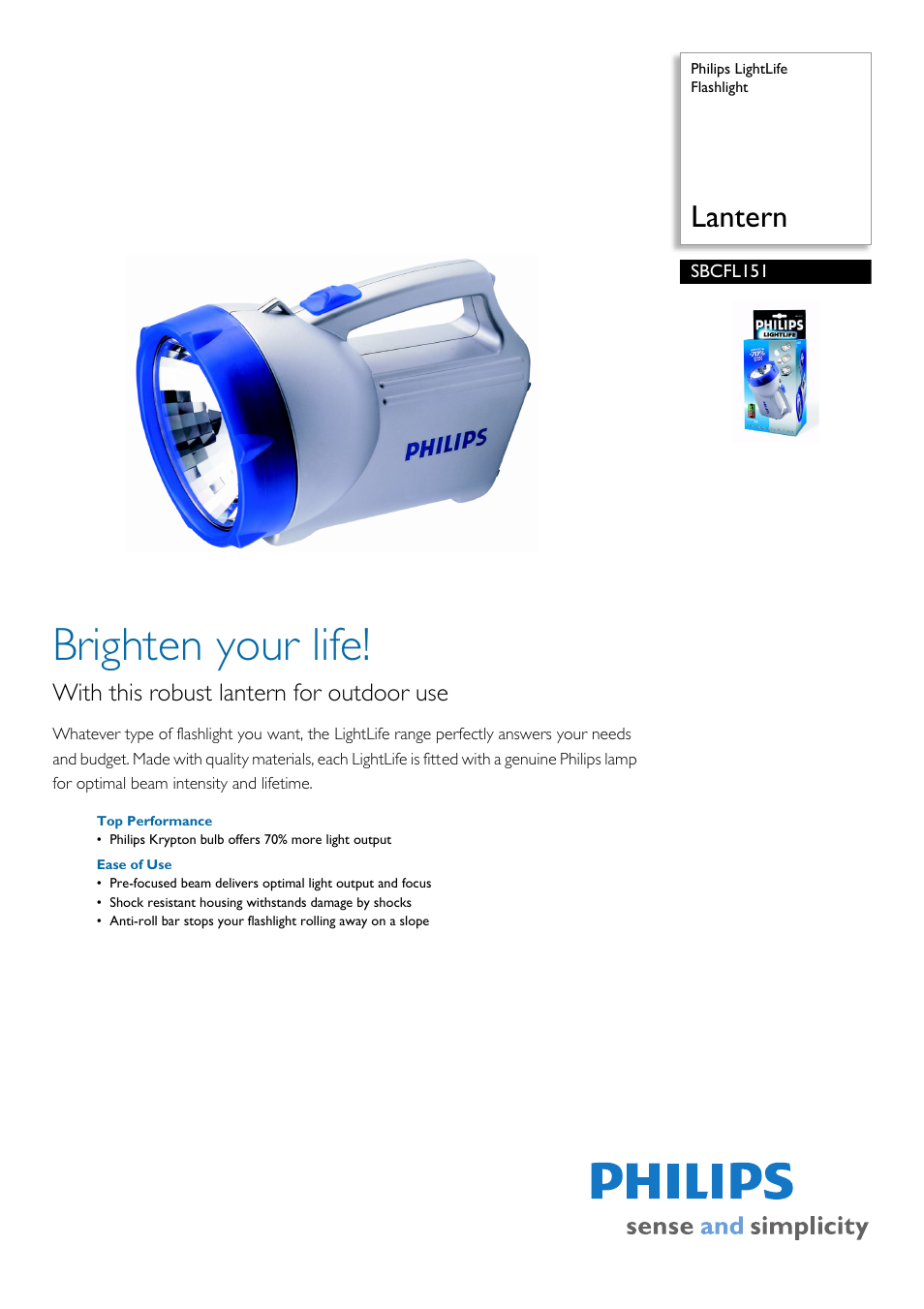 Philips SBCFL151 User Manual | 2 pages